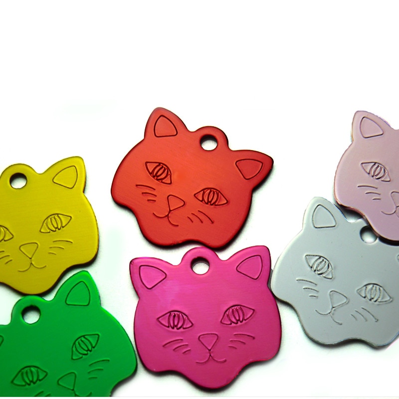 Customized Cat Style Aluminum ID Tags Set