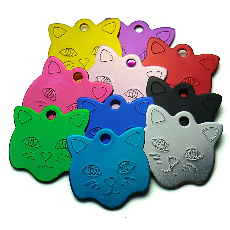 Customized Cat Style Aluminum ID Tags Set