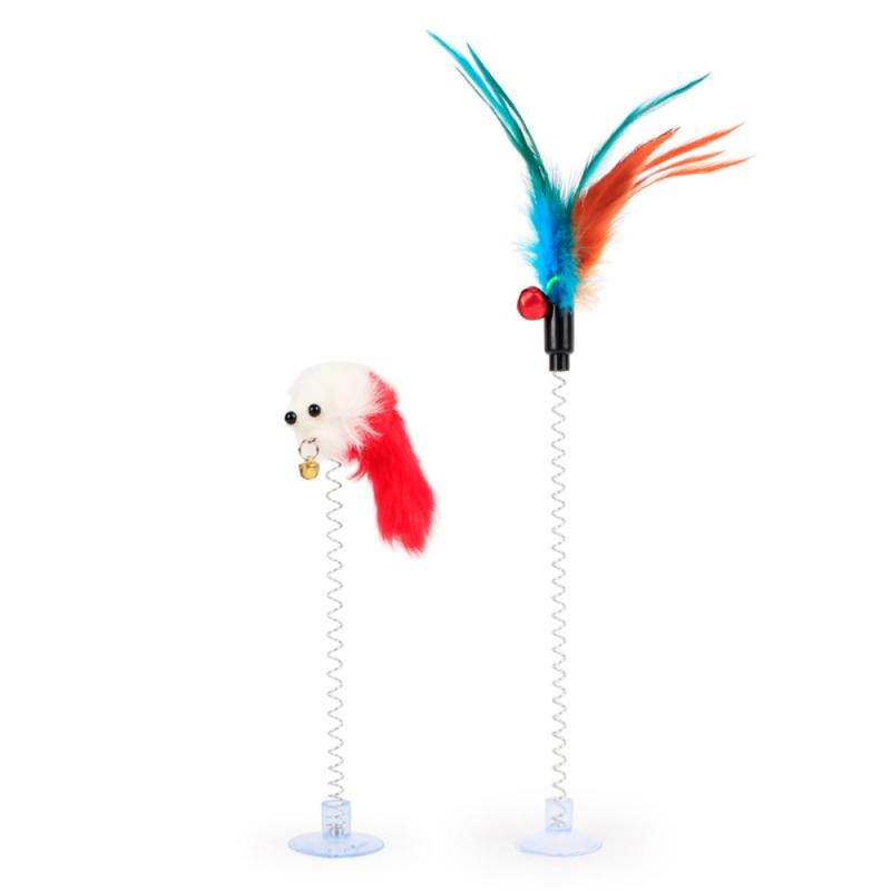 Spring Feathers Cat Toy with Suction Cup