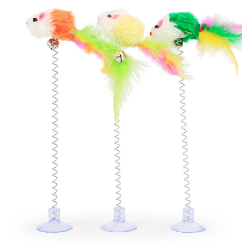 Spring Feathers Cat Toy with Suction Cup